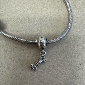 Pandora Bracelet Charm Dog Bone Crystals